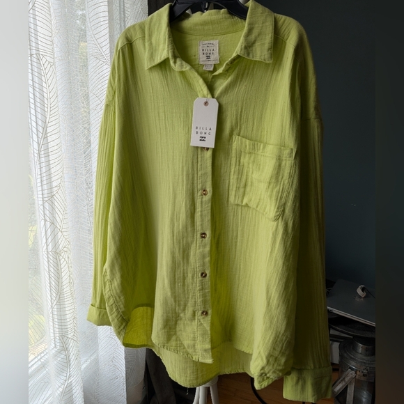 99.Nwt Billabong Lime Casual Button Down Shirt - Picture 1 of 4
